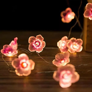 3M 30LEDS Cherry Blossom Fairy String Lights Pink Flower String Lamps Battery Powered For Outdoor Christmas Garland Decoration