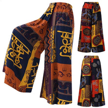 Load image into Gallery viewer, Women&#39;s Wide Leg Boho Harem Pants Gypsy Hippie Indian Thailand Bohemian Palazzo Pants Smocked Waist Aladdin Trousers shirt