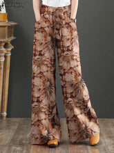 Load image into Gallery viewer, Bohemian Floral Printed Pants Autumn Fashion Wide Leg Pant Woman Casual Cotton Long Trousers Vintage Elastic Palazzo 2023