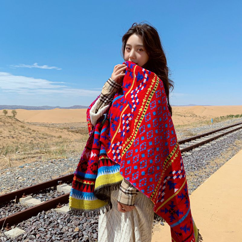 Ethnic Style Tibetan Wear Cape Coat Shawl Lhasa Scarf Women Wear Grassland Cloak Outside