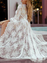 Load image into Gallery viewer, Sexy Lace Long Sleeve Dress Perspective Beach Resort Sun Shirt Bikini Blouse