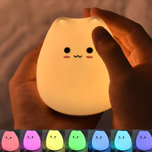 Load image into Gallery viewer, LED Night Lamp Touch Sensor Cat Silicone Animal Light  Colorful Child Holiday Gift Sleepping Creative Bedroom Desktop Decor Lamp