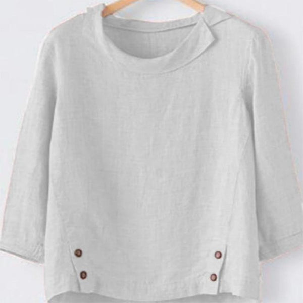 Cotton Linen New Women Spring/Autumn Plus Size 5XL Long Sleeve Button Solid Color Casual T Shirts Women Fashion Clothing