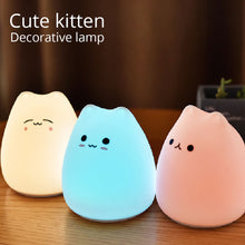 Load image into Gallery viewer, LED Night Lamp Touch Sensor Cat Silicone Animal Light  Colorful Child Holiday Gift Sleepping Creative Bedroom Desktop Decor Lamp
