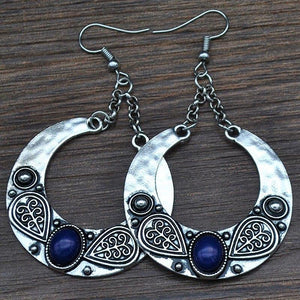 Ethnic Vintage Carved Large Circle Antique Drop Dangle Earrings
