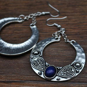 Ethnic Vintage Carved Large Circle Antique Drop Dangle Earrings