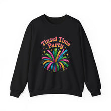 Load image into Gallery viewer, Tinsel Time Party Crewneck Sweatshirt — Festive Holiday Pullover