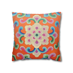 Tibetan Tradition Pattern Printing Spun Polyester Square Pillow Case - 2