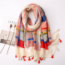 Load image into Gallery viewer, Japanese Literary and Artistic Fresh Cotton and Linen Scarf Retro Patchwork Bohemian Cashew Print Silk Scarf Beautiful Sunscreen Scarf
