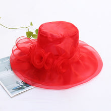 Load image into Gallery viewer, Summer Ougan Gauze Hat Fashion Hat Women&#39;s Flower Beach Sun Hat Big Brim Face Shield Sun Hat