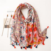 Load image into Gallery viewer, Japanese Literary and Artistic Fresh Cotton and Linen Scarf Retro Patchwork Bohemian Cashew Print Silk Scarf Beautiful Sunscreen Scarf