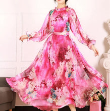 Load image into Gallery viewer, 2023 New Arrives Chiffon Long Sleeve Floral Print Dress Boho Plus Size Women Beach Party Garden Maxi Dress Elegant Vestidos Robe