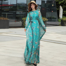 Load image into Gallery viewer, 2023 New Arrives Chiffon Long Sleeve Floral Print Dress Boho Plus Size Women Beach Party Garden Maxi Dress Elegant Vestidos Robe