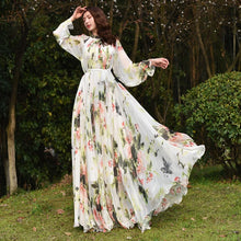 Load image into Gallery viewer, 2023 New Arrives Chiffon Long Sleeve Floral Print Dress Boho Plus Size Women Beach Party Garden Maxi Dress Elegant Vestidos Robe