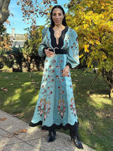 Load image into Gallery viewer, 2025 New In Patchwork Print Maxi Dress For Women Elegant Long Lantern Sleeve Chic Floral Long Dress Female Beach Party Vestidos