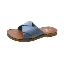 Load image into Gallery viewer, Summer Outerwear Flat Bottomed Cross Over Women&#39;s Slippers with One Line Suede Surface