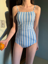 Load image into Gallery viewer, New Striped One-piece Swimsuit Women&#39;s Simple Ins Style Strapless Girls&#39; Hot Spring Swimsuit