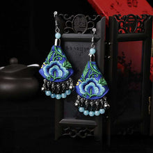 Load image into Gallery viewer, Ethnic Style Handmade Embroidered Earrings Ethnic Earrings Dance Accessories Ethnic Ornaments Peony Earrings