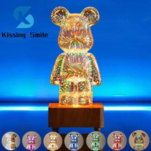 Load image into Gallery viewer, 3D Fireworks Bear Lamp Usb Led Night Light Bedroom Decoration Cute Table Desk Projection Atmosphere 7 Color Changeable Kid Gift