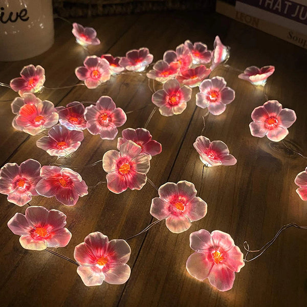 3M 30LEDS Cherry Blossom Fairy String Lights Pink Flower String Lamps Battery Powered For Outdoor Christmas Garland Decoration