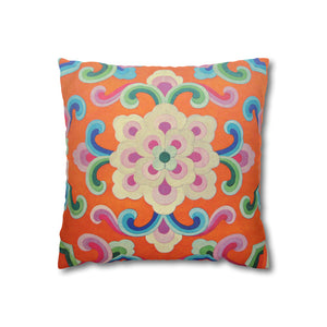 Tibetan Tradition Pattern Printing Spun Polyester Square Pillow Case - 2