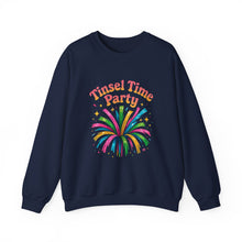 Load image into Gallery viewer, Tinsel Time Party Crewneck Sweatshirt — Festive Holiday Pullover