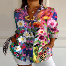 Load image into Gallery viewer, 2025 New Retro Floral Art Print Casual Linen Shirt Fashionable Pretty Shirt Fast Shipping