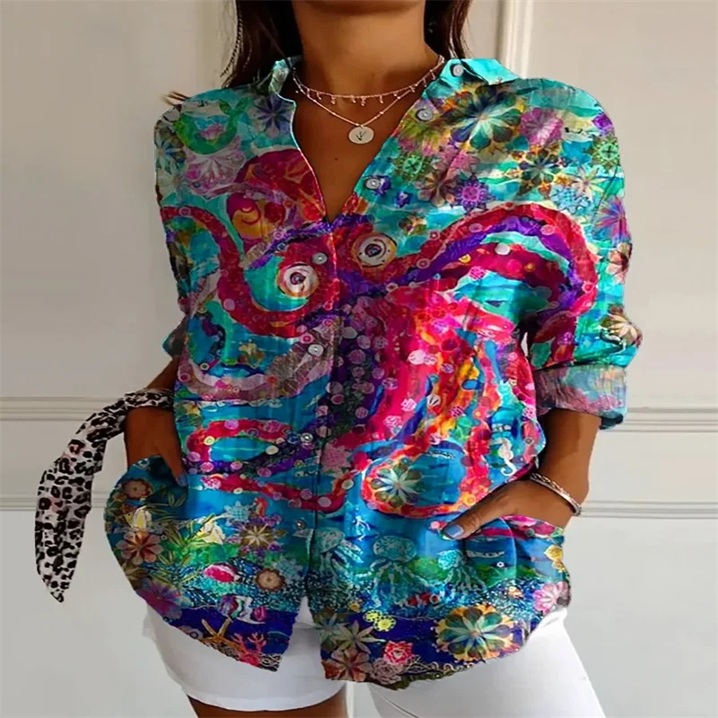 2025 New Retro Floral Art Print Casual Linen Shirt Fashionable Pretty Shirt Fast Shipping