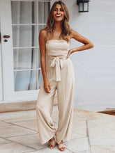 Load image into Gallery viewer, Fitshinling Strapless Long Romper Women Clothing Summer Slim Sexy Wide Leg Jumpsuit Women Overall Boho Bow Playsuit