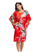 Load image into Gallery viewer, Sexy Female Silk Rayon Robe Bath Gown Nightgown Summer Casual Home Dress Printed Loose Sleepwear Plus Size Nightwear Bathrobe
