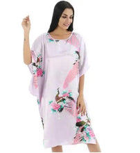 Load image into Gallery viewer, Sexy Female Silk Rayon Robe Bath Gown Nightgown Summer Casual Home Dress Printed Loose Sleepwear Plus Size Nightwear Bathrobe
