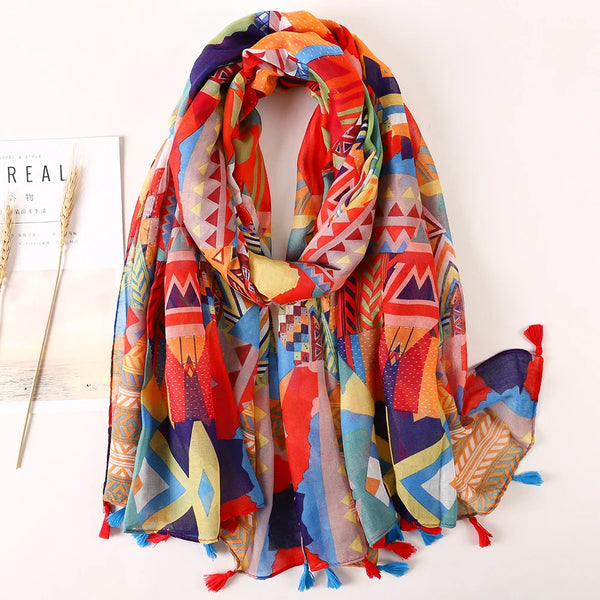Cotton Scarf Women Large Shawls Pashmina Muslim Hijab Foulard Design Print Lady Beach Stole Head Scarves