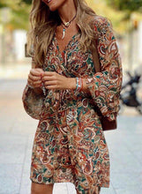 Load image into Gallery viewer, New Summer Mid Waist Pullover Skirt Short Sleeve Printed Loose Fit Dress