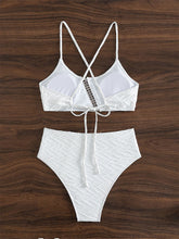 Load image into Gallery viewer, New Single Color Wrap Chest High Waist Tie Beach Split Bikini Swimsuit