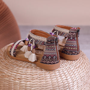 Bohemian Summer New Ethnic Fairy Open Toe Beaded Roman Sandals