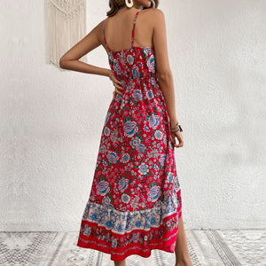 Summer New Printed Skirt Bohemian Strap Dress