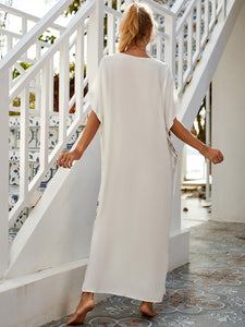 Beach blouse man cotton embroidered resort gown dress