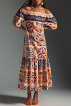 Load image into Gallery viewer, Summer New Retro Print Off Shoulder Loose Pocket Dress