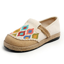 Load image into Gallery viewer, Cross Stitch Colorful Peacock Pattern/different Footwear Spring Linen Shoes