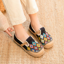Load image into Gallery viewer, Cross Stitch Colorful Peacock Pattern/different Footwear Spring Linen Shoes