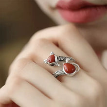 Load image into Gallery viewer, 925 Silver Retro Ethnic Style Fox Ring Opening Adjustment Old Versatile Simple Jewelry