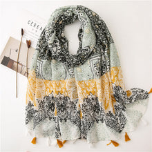 Load image into Gallery viewer, Japanese Literary and Artistic Fresh Cotton and Linen Scarf Retro Patchwork Bohemian Cashew Print Silk Scarf Beautiful Sunscreen Scarf