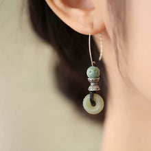 Load image into Gallery viewer, Jadeite Earrings, Ancient Hetian Jade Earrings, New Green Jade with Cheongsam Earrings