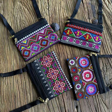 Load image into Gallery viewer, New Ethnic Style Cross Stitch Wallet Double Pull Crossbody Bag One Shoulder Embroidery Bag