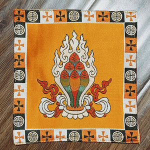 Tibetan Style Cloth Mat Embroidered with Eight Auspicious Crosses, Diamond Pestle, Bell Pestle, Tablecloth