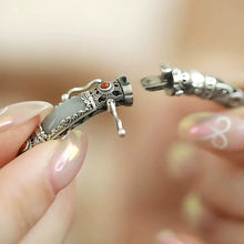 Load image into Gallery viewer, 925 Silver New Jade Nanhong Bracelet Opening Female Retro Classic Ethnic Style Flower Silk Hollow