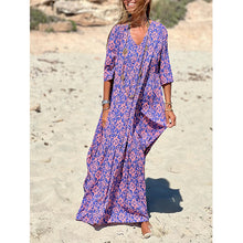 Load image into Gallery viewer, Early Autumn New Fashion V-neck Print Casual Beach Swing Dress