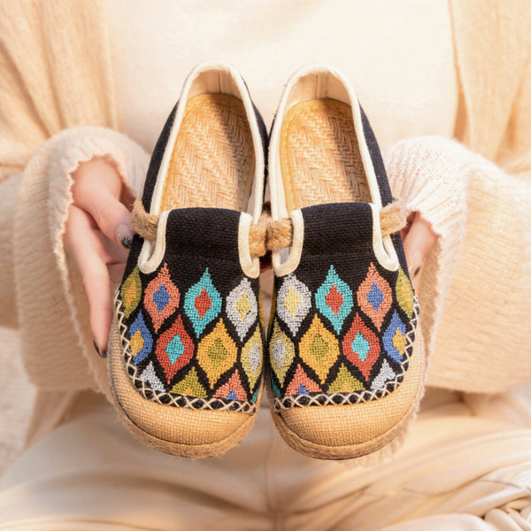 Cross Stitch Colorful Peacock Pattern/different Footwear Spring Linen Shoes
