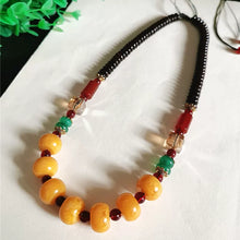 Load image into Gallery viewer, Original Design Classic Tibetan Beeswax Cake Necklace Chicken Oil Yellow Amber Clavicle Chain Female Ethnic Style Retro Neck Jewelry