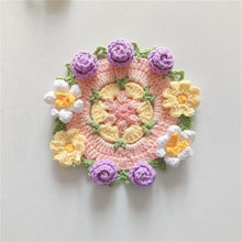 Load image into Gallery viewer, Hand-crocheted Coaster Finished Product, Flower Wool, Flower Insulation Pad